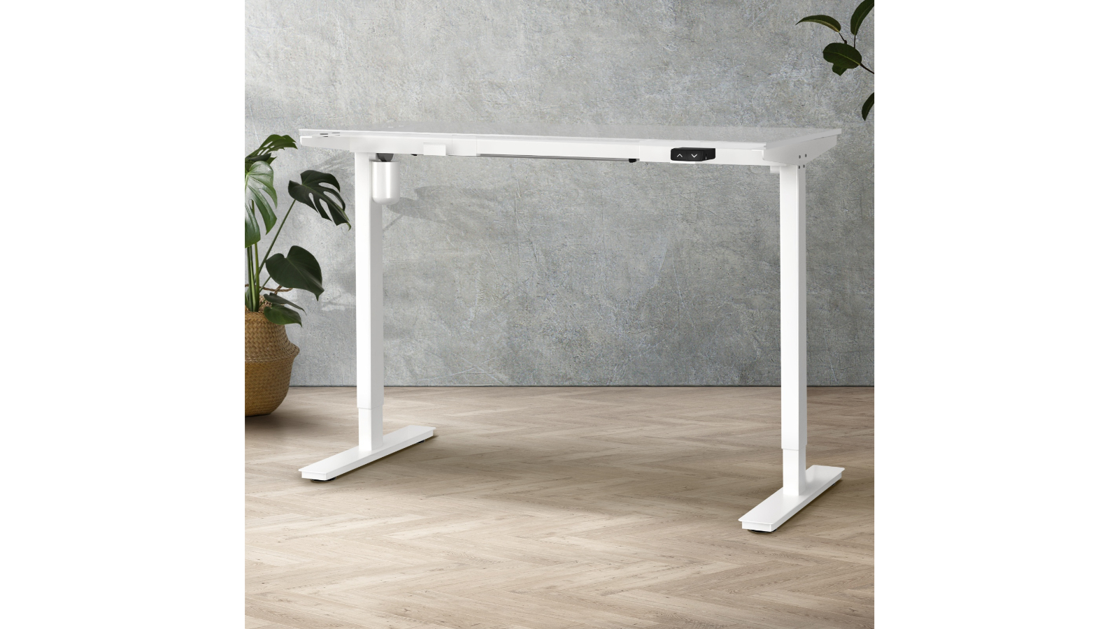 Oikiture White Single Motor Height Adjustable Standing Desk - Frame Only 