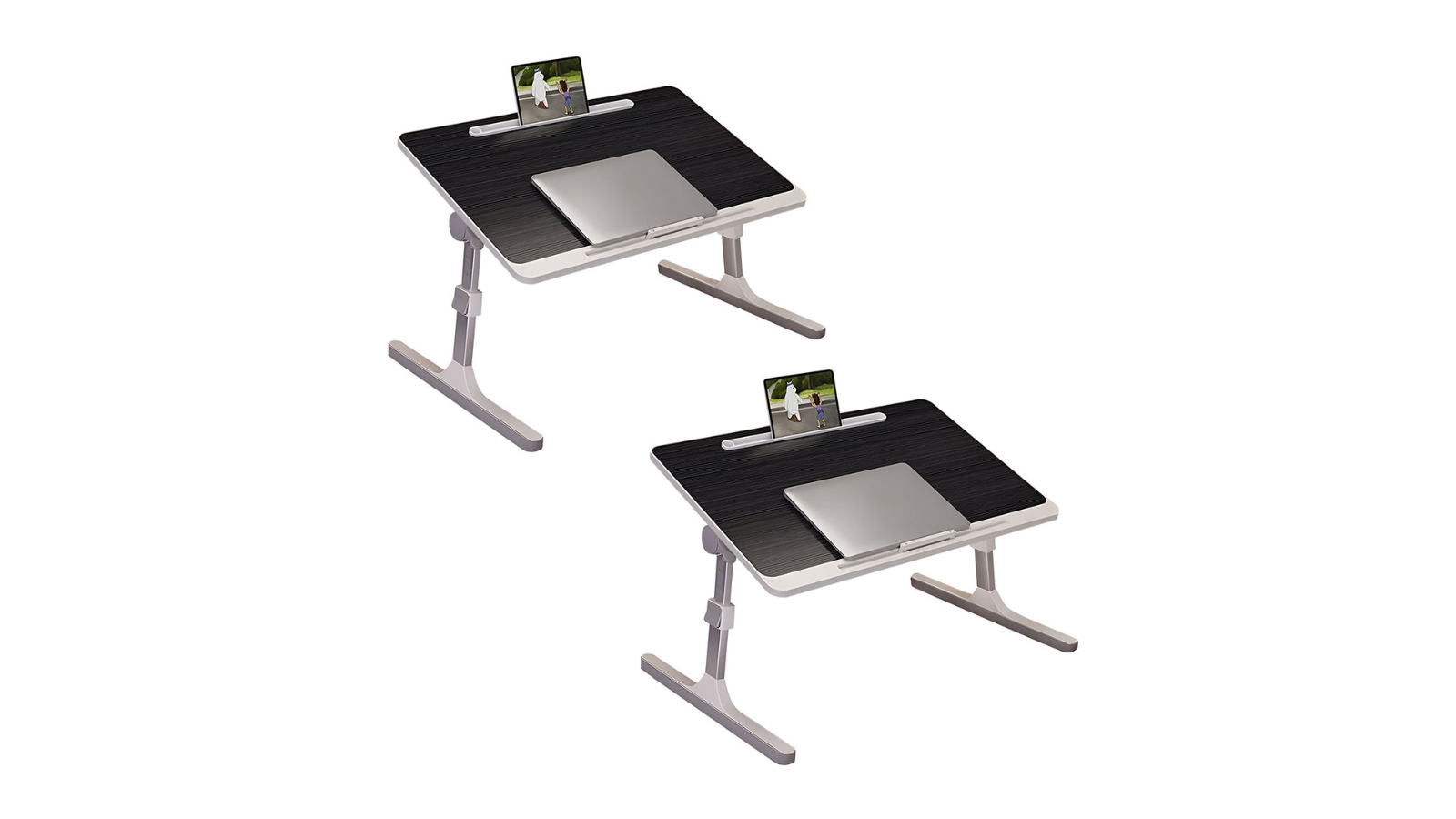Soga 2 Piece 60 x 40cm Adjustable Study Table Bed Portable Laptop Desk - Black