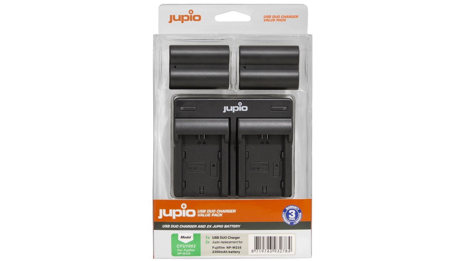 Jupio 2x Fujifilm NP-W235 Batteries & Dual Charger Kit