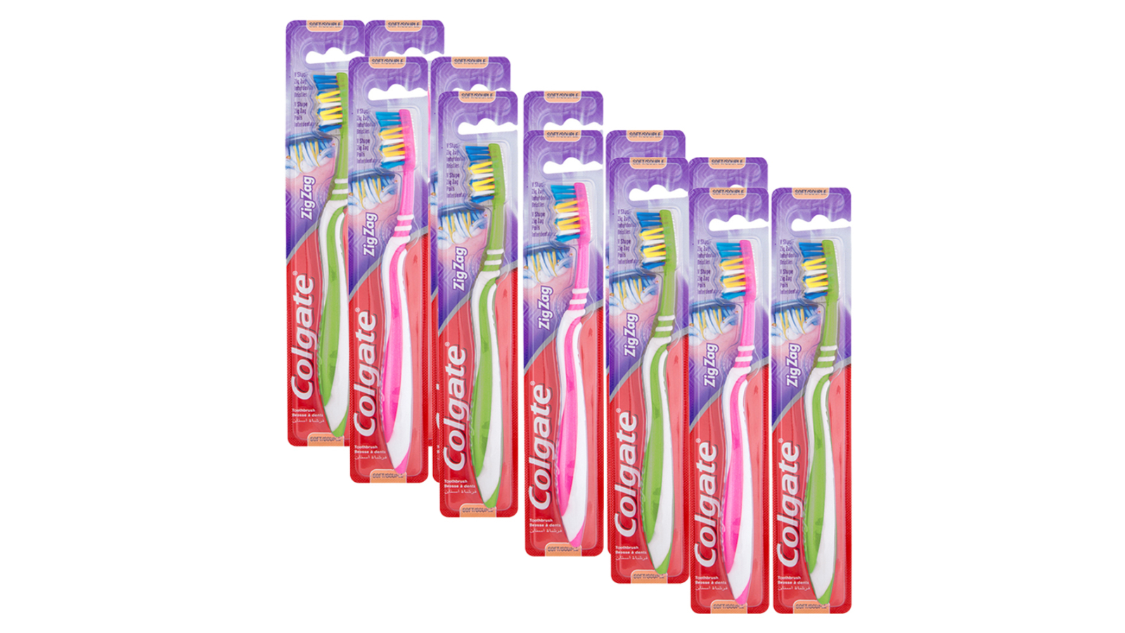 Colgate Pack of 12 Assorted Soft Bristles Zig Zag Toothbrush