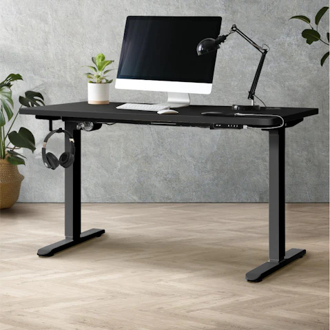 Oikiture Electric Standing Single Motor 120cm Height Adjustable Desk - Black