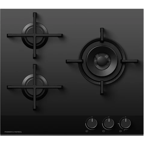 Fisher & Paykel 60cm Series 9 3 Burner Gas Cooktop Natural Gas - Black