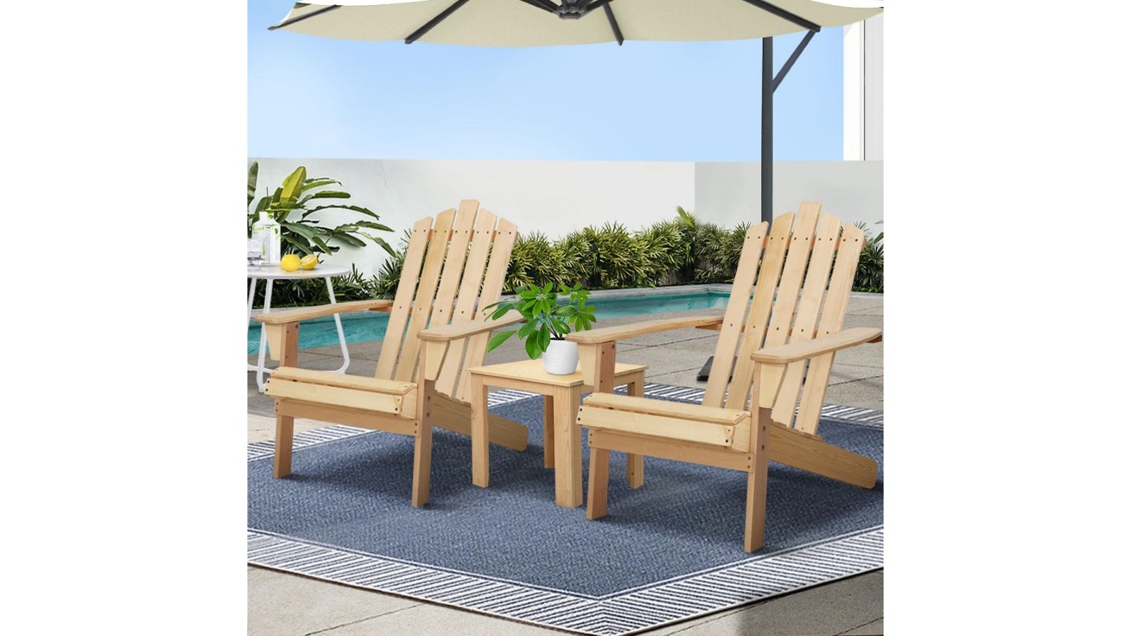 Gardeon Outdoor Chair Table Setting Natural Wood Harvey Norman