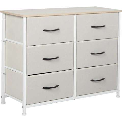 Levede 6-Drawer Beige Chest Cabinet