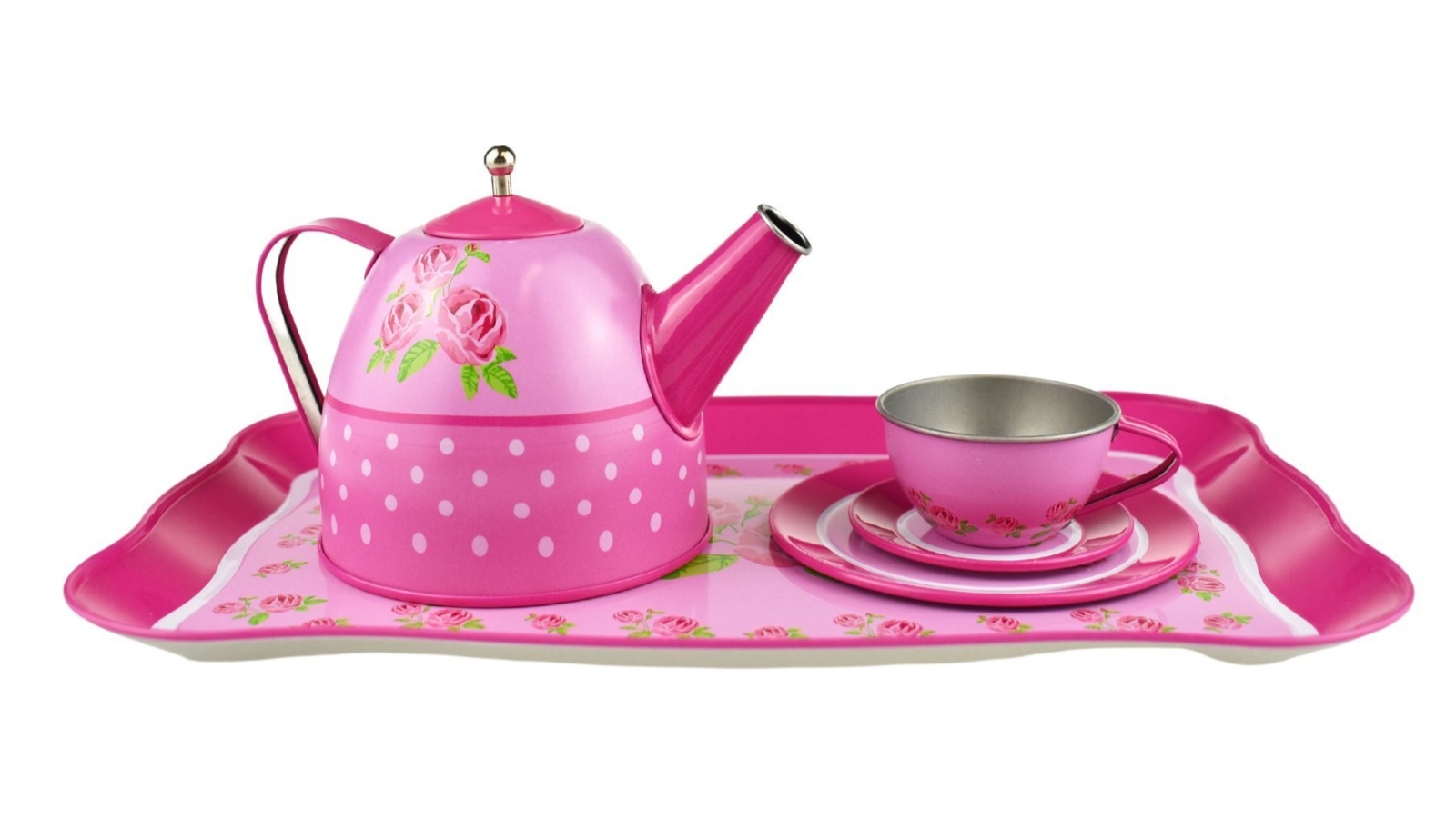 Kaper Kidz 15 Piece Rose Tin Tea Set