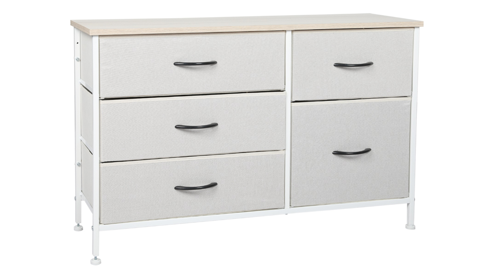 Levede 5-Drawer Beige Tallboy Cabinet