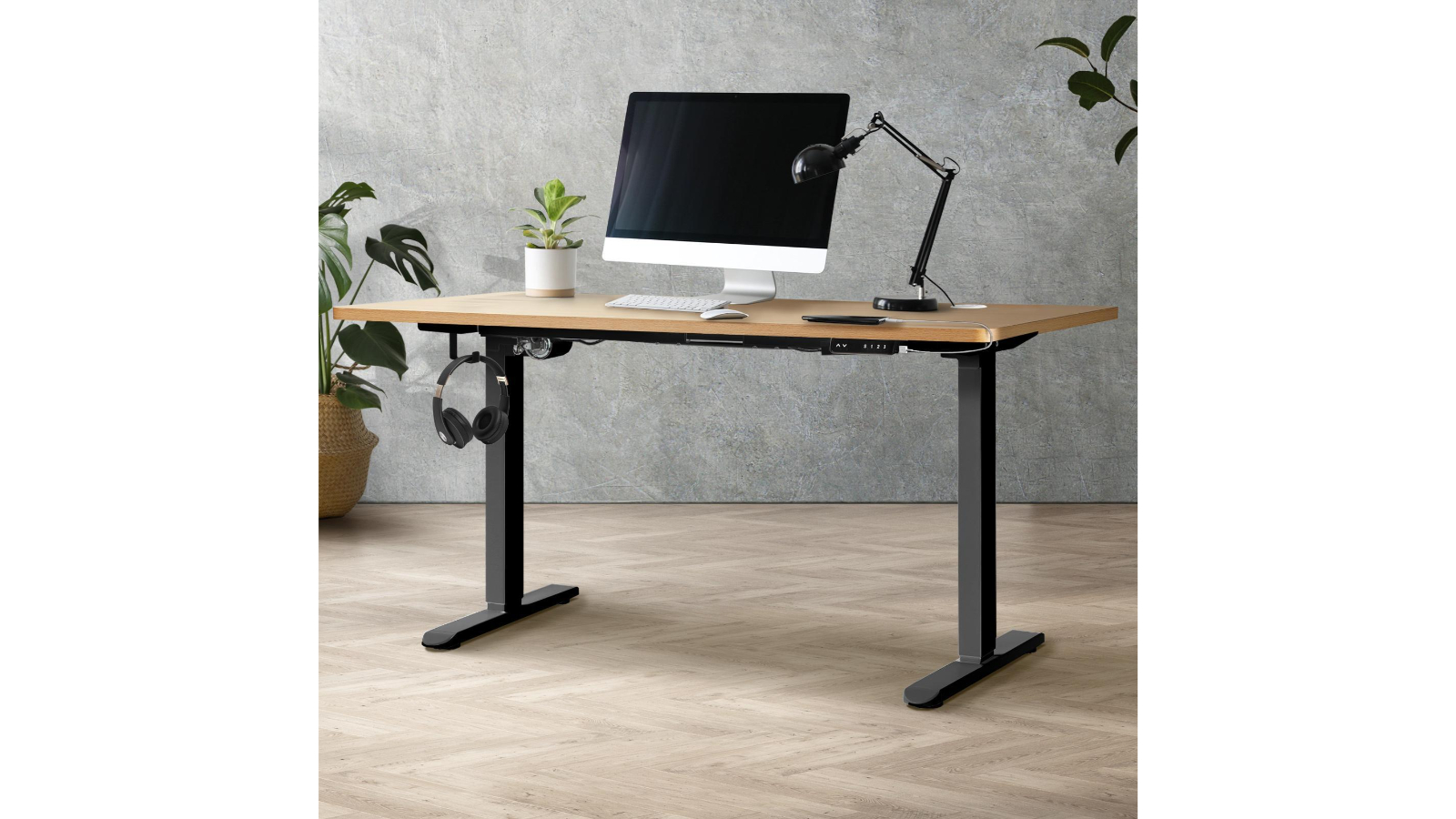 Oikiture Electric Standing Single Motor 120cm  Height Adjustable Desk - OAK