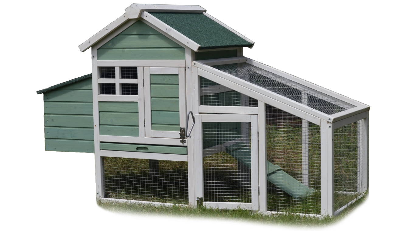 YES4PETS Small Chicken Coop with Nesting Box for 2 Chickens/Rabbit Hutch - Green