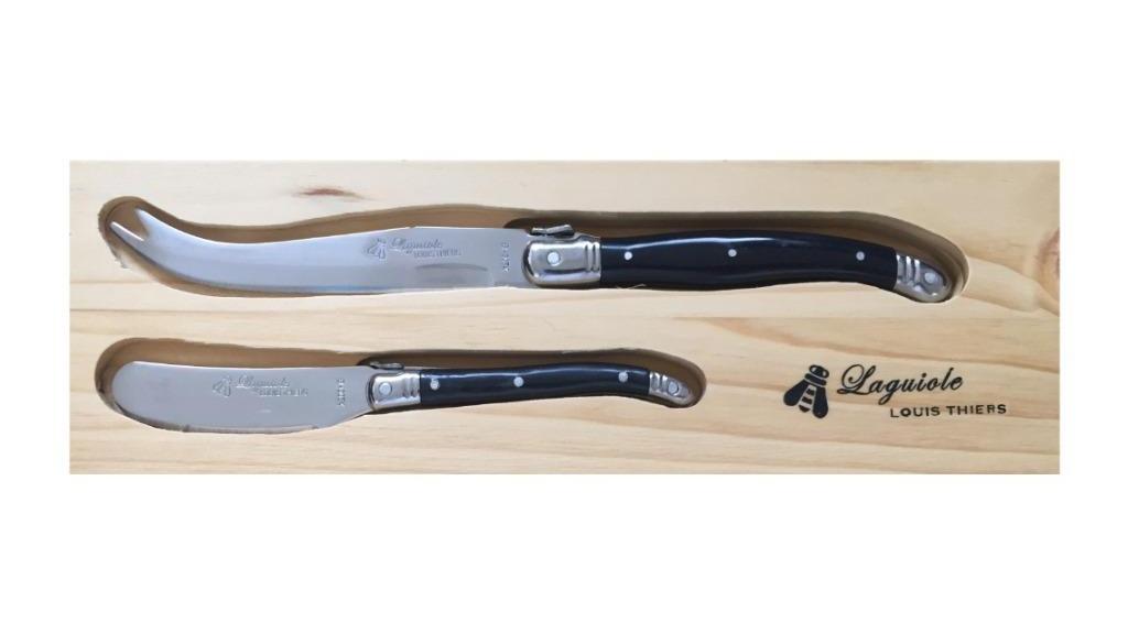 Laguiole By Louis Thiers 2 Piece Cheese Knives Set - Black
