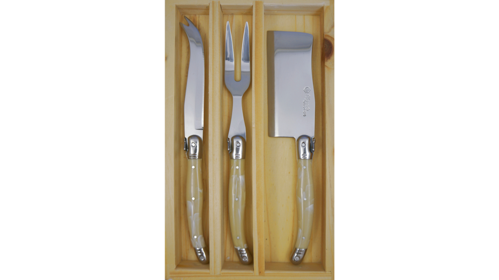 Laguiole By Louis Thiers 3 Piece Cheese Knives Set - Marble Ivory