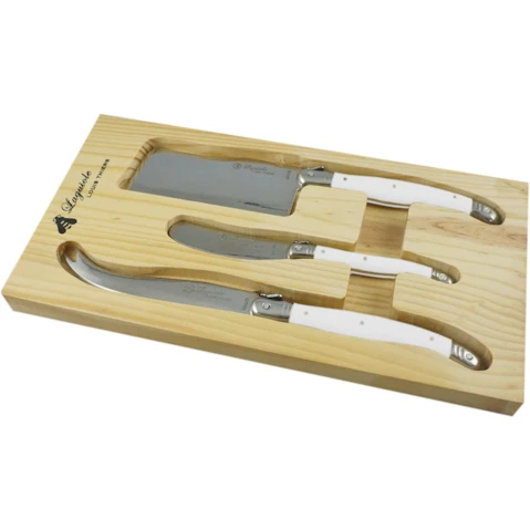 Laguiole by Louis Thiers 3 Piece Cheese Knives Set - White