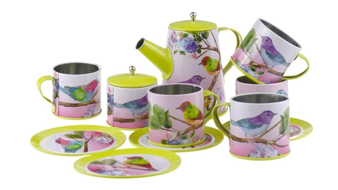 Kaper Kidz 13 Piece Bird Tin Tea Mug Set