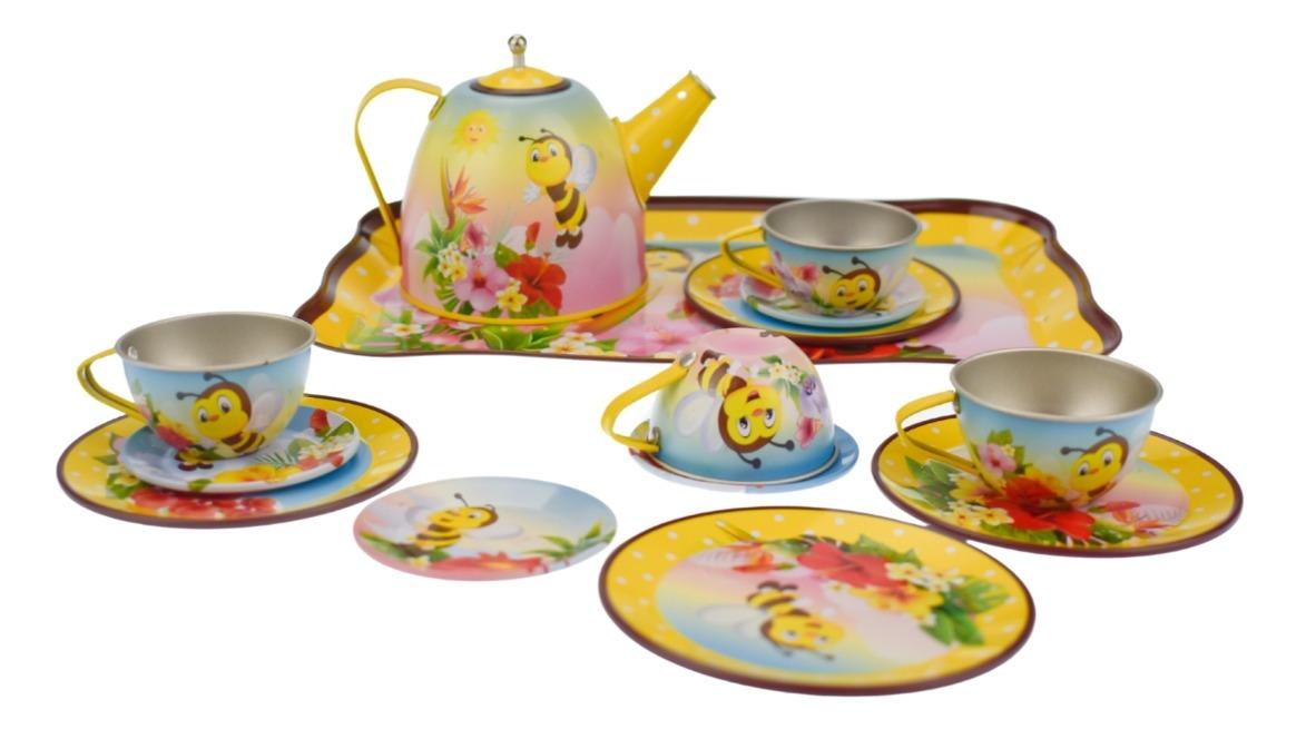 Kaper Kidz 15 Piece Bee Tin Tea Set