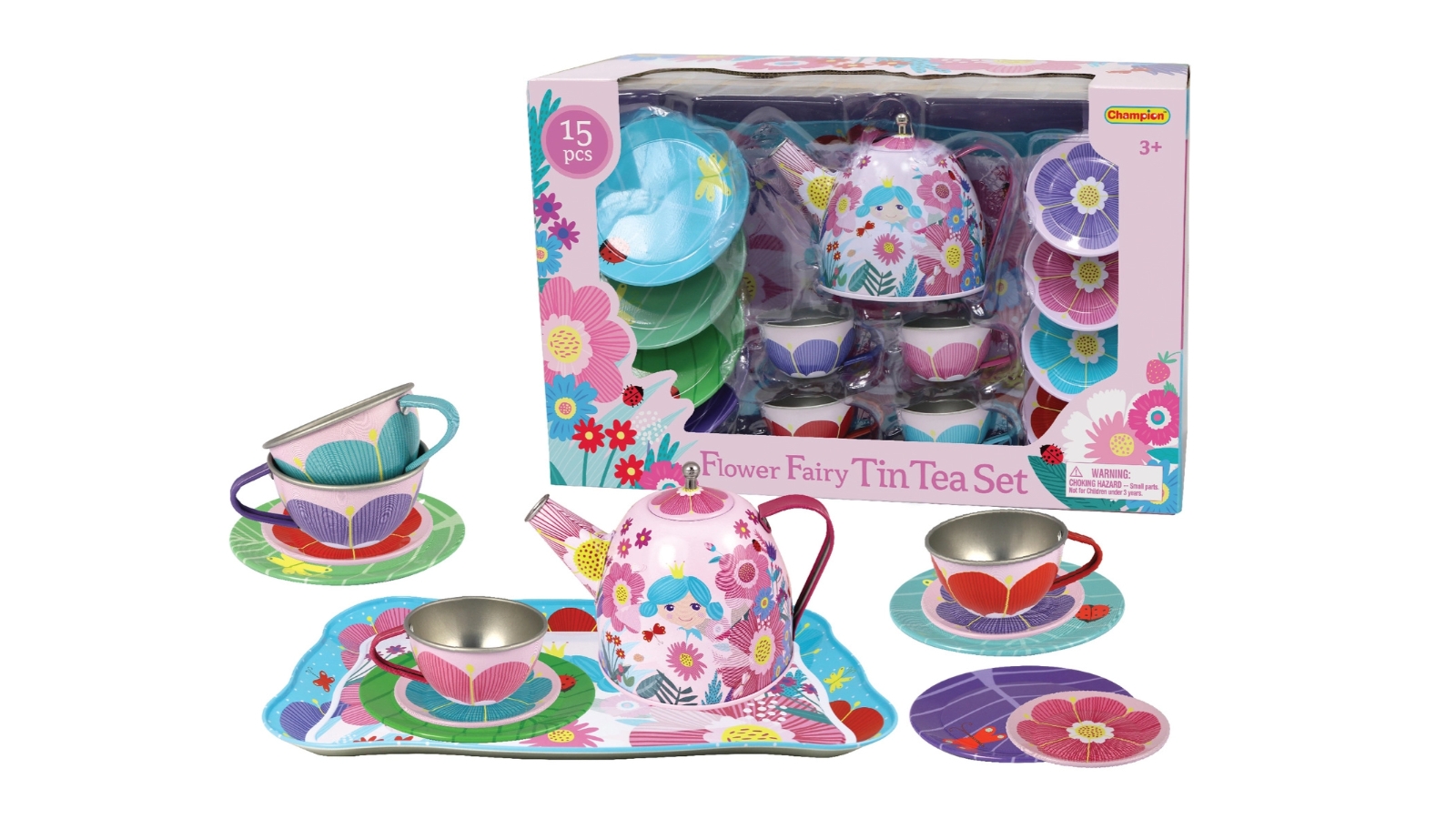 Kaper Kidz Flower Fairy Tin Tea Set - 15pcs