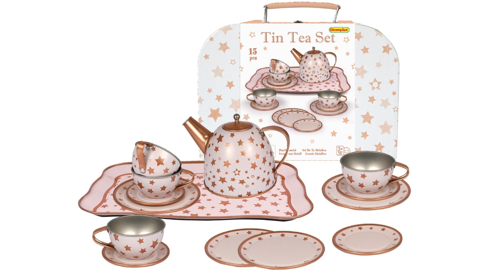 Kaper Kidz Gold Star Tin Tea Set in Suitcase
