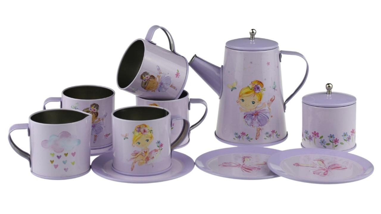 Kaper Kidz 13 Piece Ballerina Tin Tea Mug Set