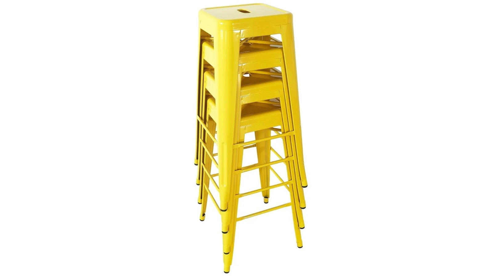 Bolero Yellow Bistro Metal High Bar Stool - 4 Pack