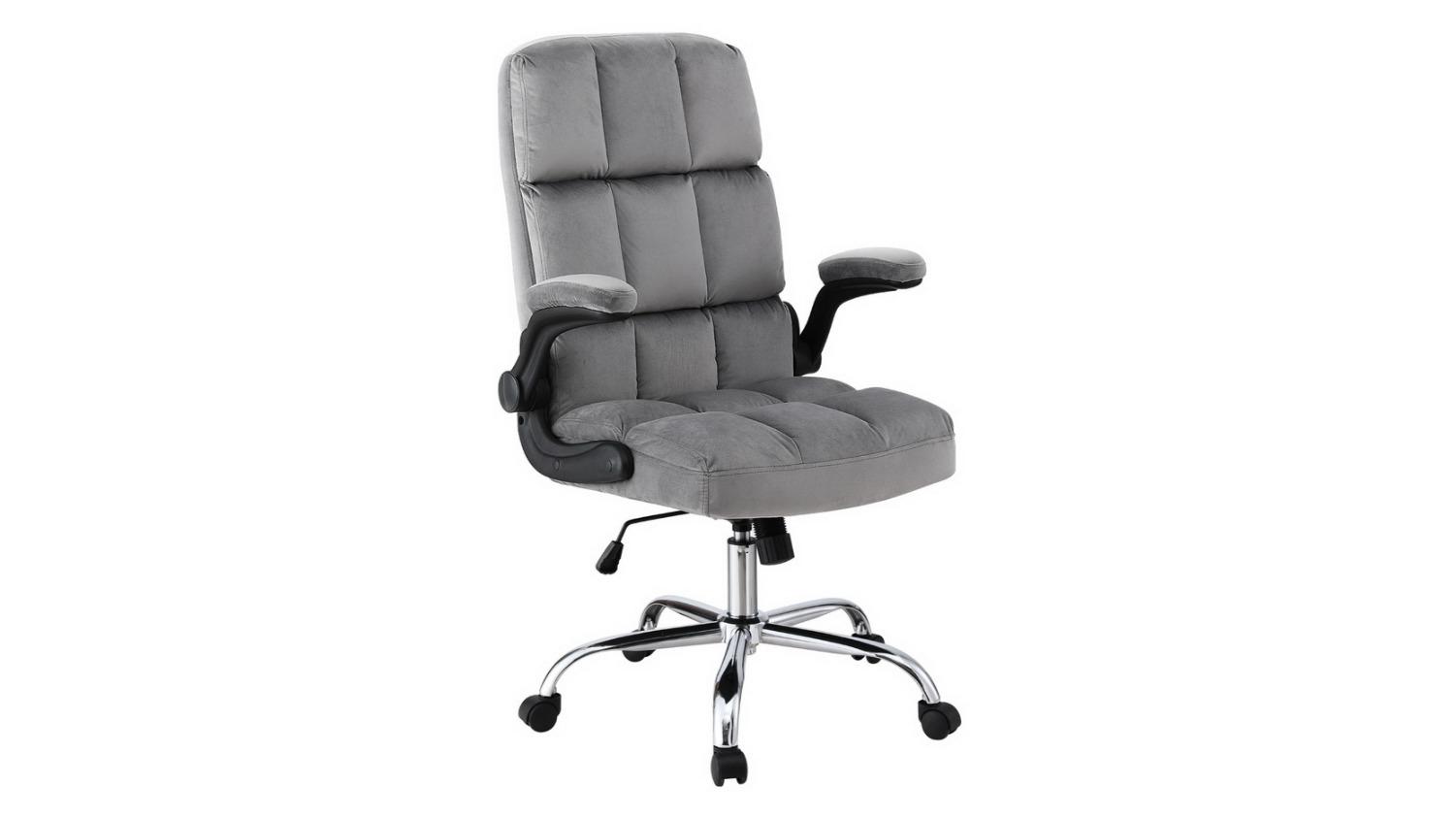 Artiss Velvet Swivel Computer Gaming Office Chair with Flip-Up Armrest