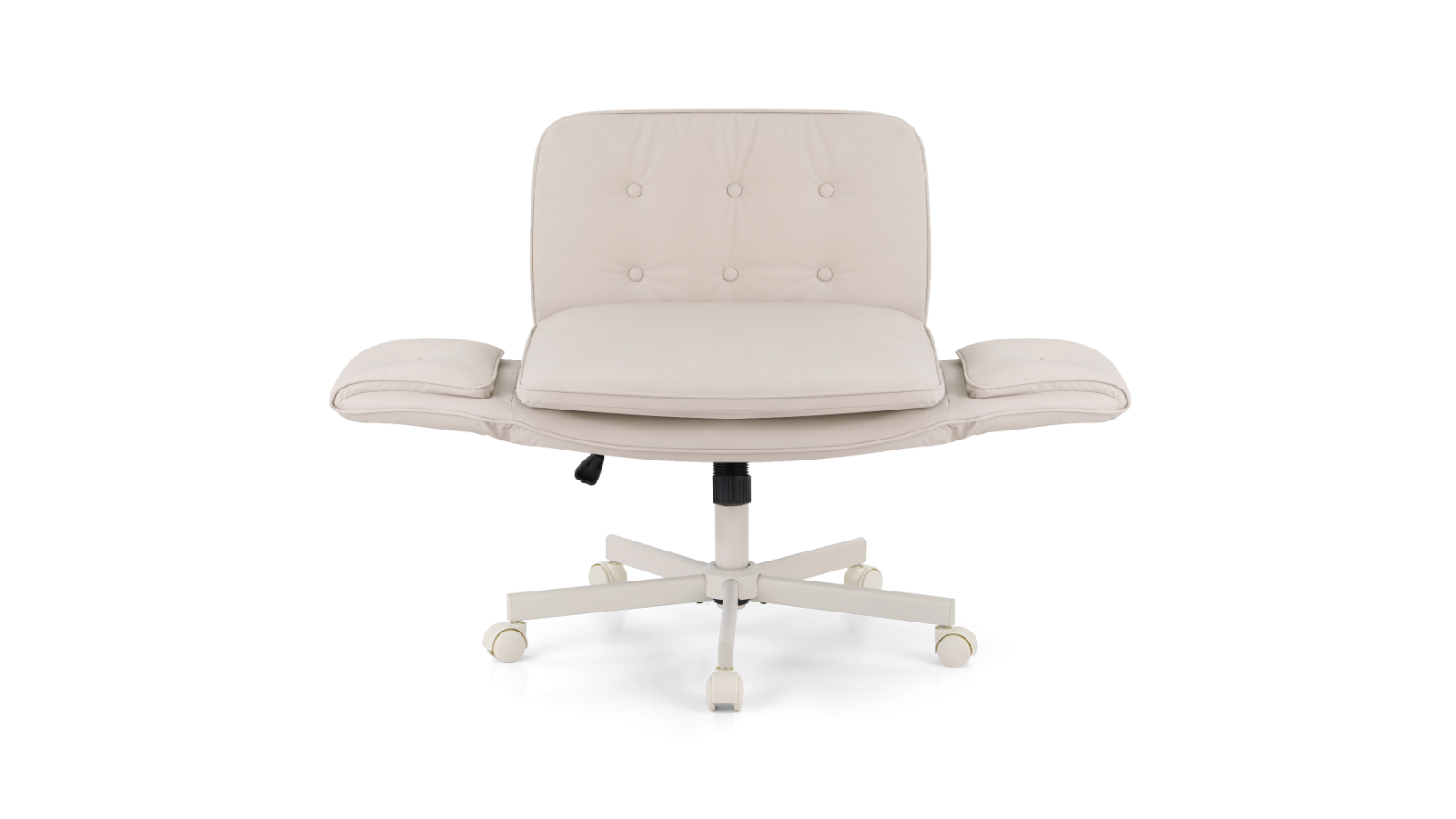 Artiss PU Leather Criss-Cross Legged Office Chair with Wheels and Armrest - Beige