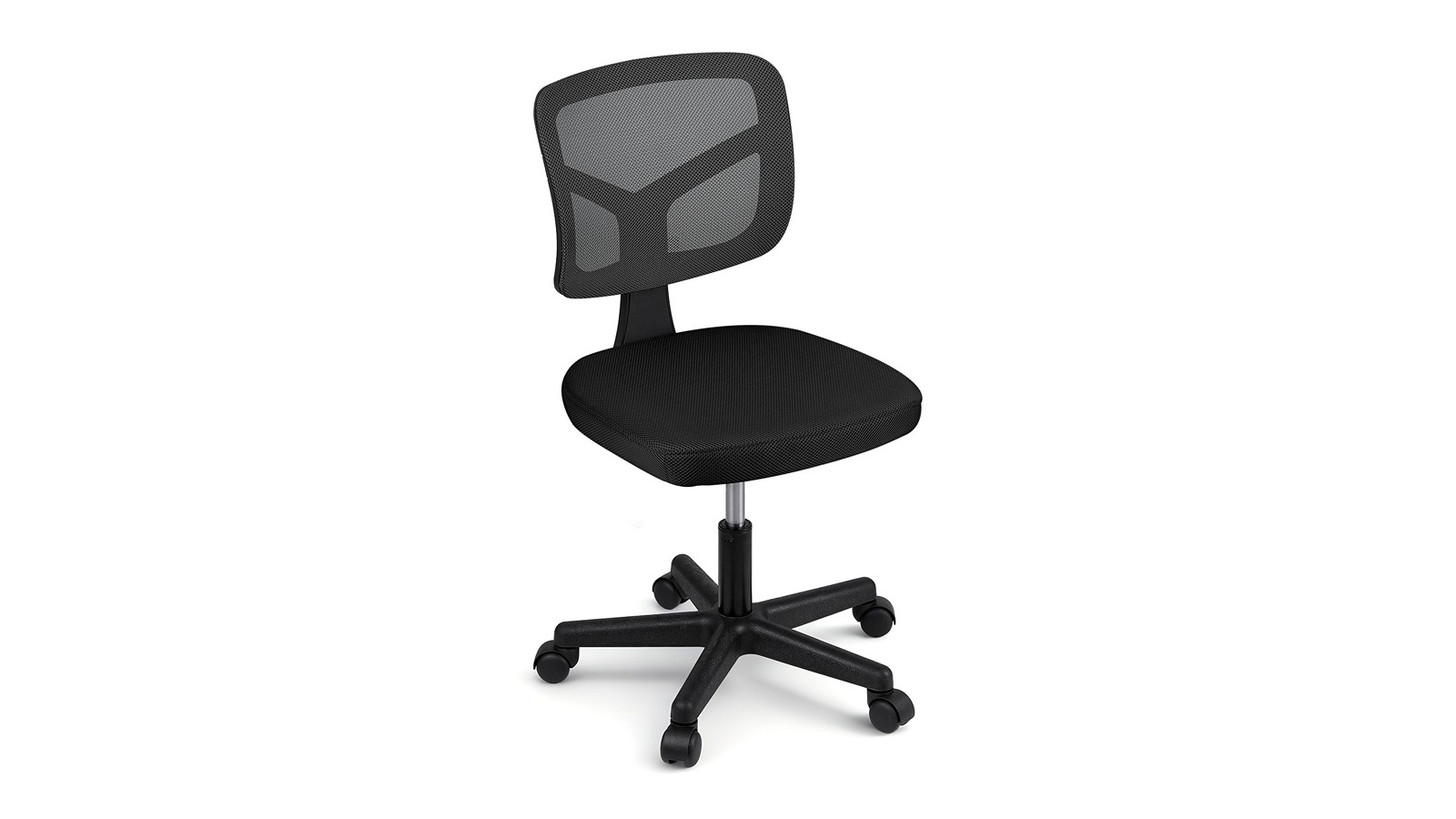Artiss Fabric Armless Ergonomic Swivel Office Chair with Wheels - Black