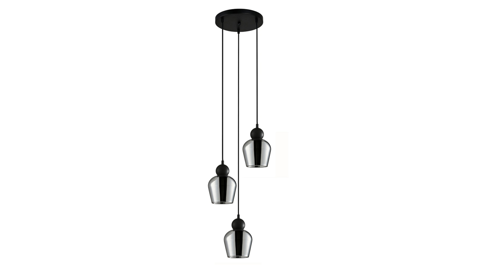 Champan Smokey Black X3 Ellipse Glass Interior Pendant Light with Round Base