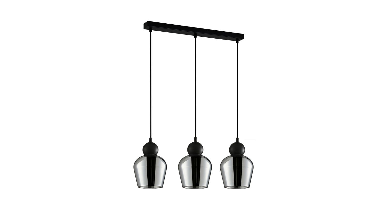 Champan Smokey Black Ellipse Glass X3 Interior Pendant Light with Bar Base