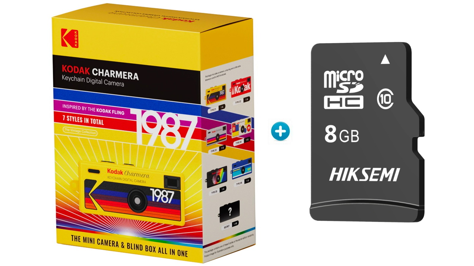 Kodak Charmera Keychain Digital Camera Blind Box + 8GB MIcroSD Card