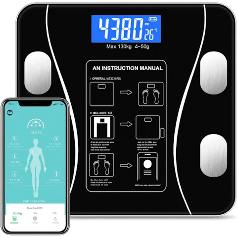 Kangaroo Fitness Smart Scale for Body Weight and Fat Analysis - Black