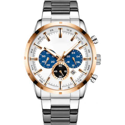 Kangaroo Fitness Stainless Steel Chronograph Watch Band with 4.5cm Luminous Hands