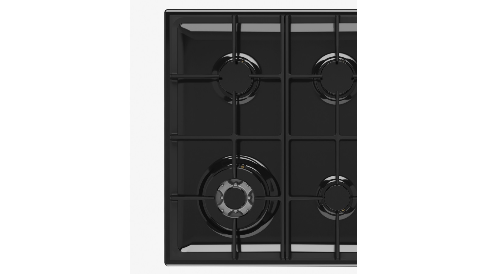 Chef 600mm 4 Burner Gas Cooktop with 14.4MJ/h Wok Burner Black