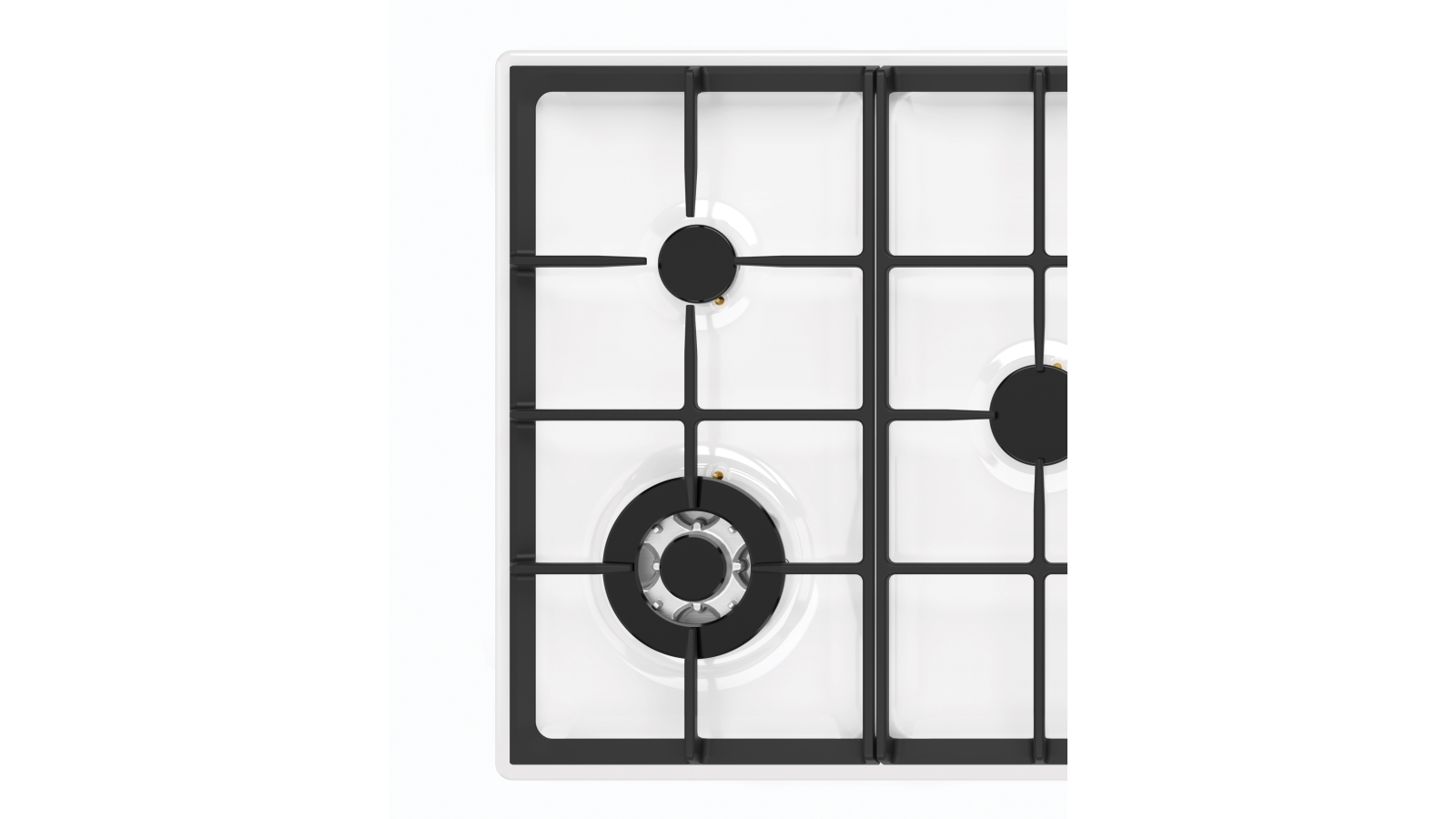 Chef 900mm 5 Burner Gas Cooktop with 14.4MJ/h Wok Burner White