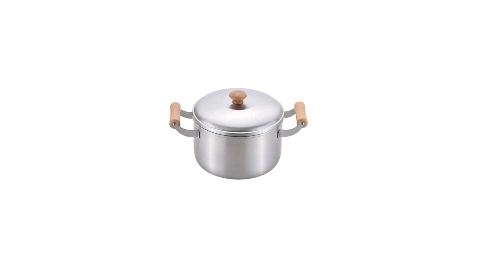 Chitose Wooden Handle Stainless Pot - 22cm