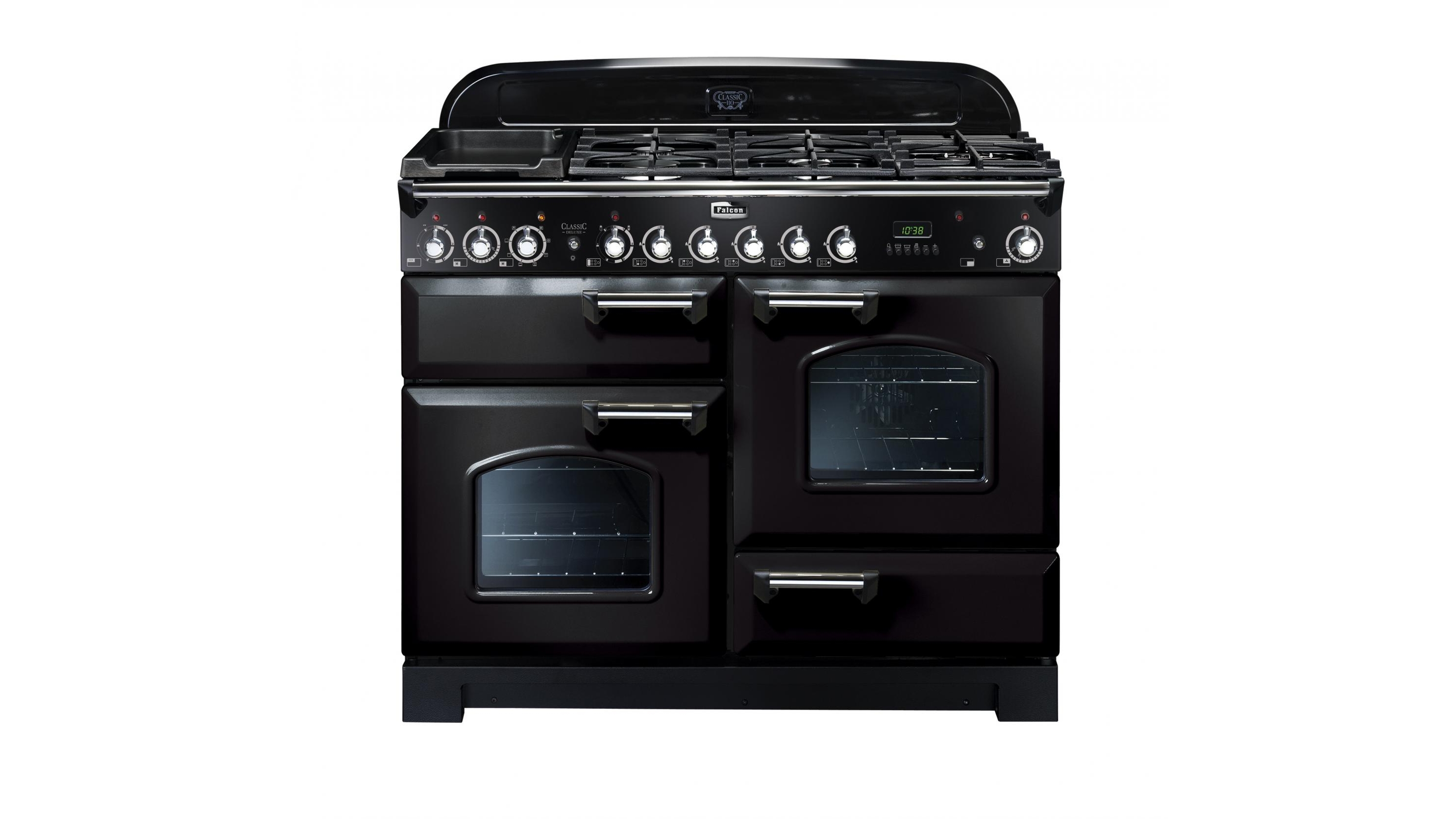 Falcon Classic Deluxe 1100mm Dual Fuel Freestanding Cooker - Black Chrome