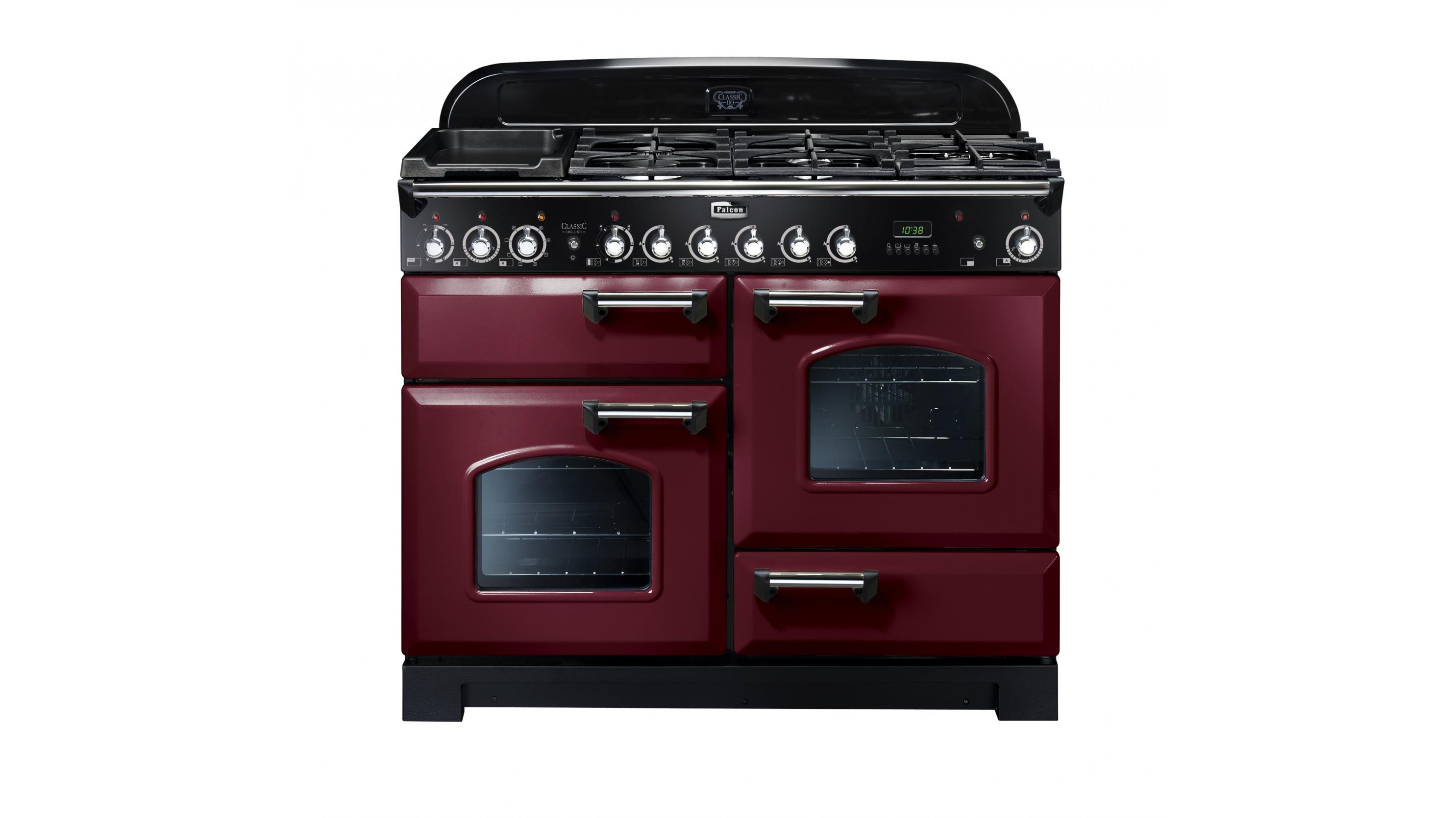 Falcon Classic Deluxe 1100mm Dual Fuel Freestanding Cooker - Cranberry Chrome