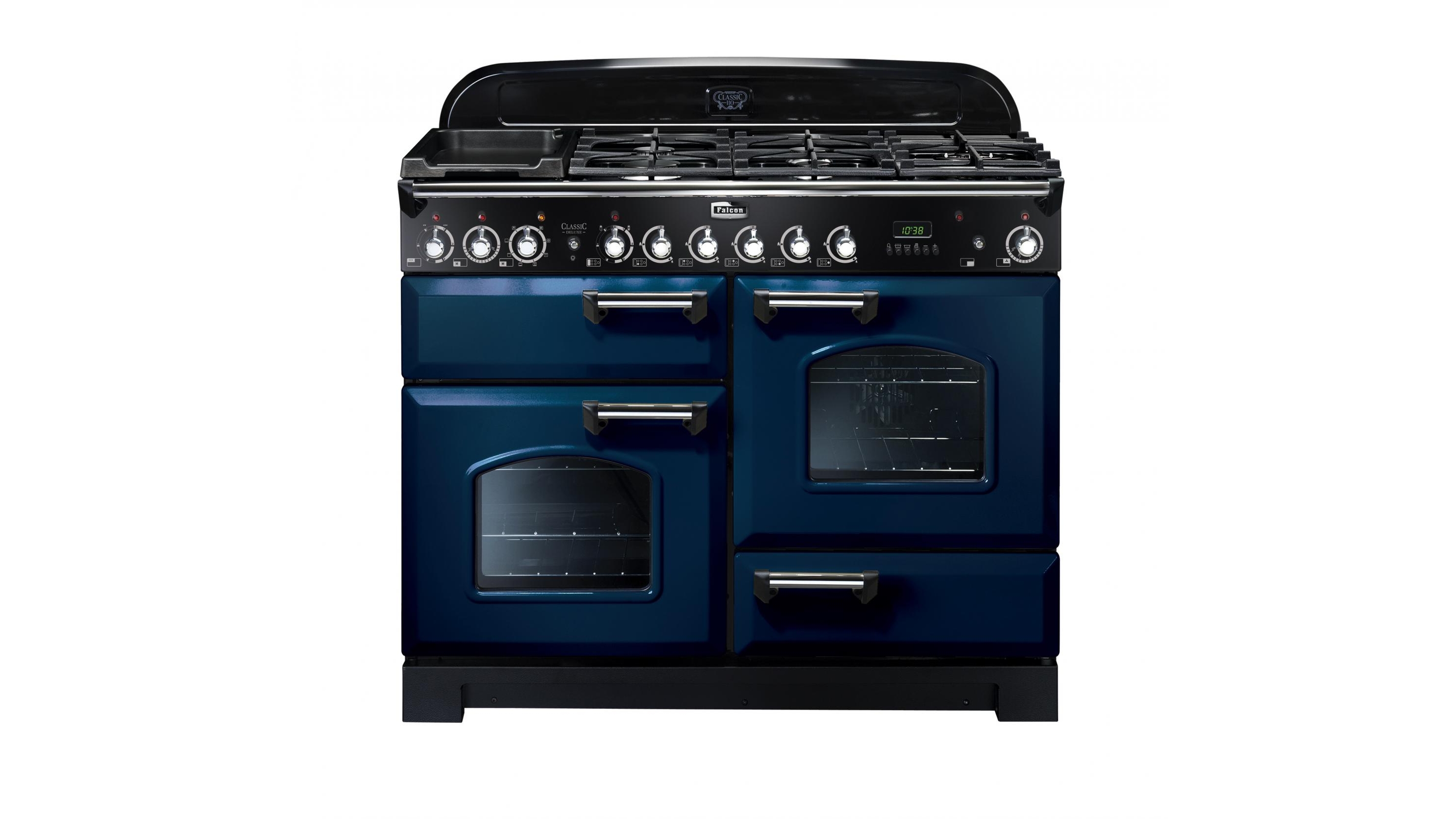 Falcon Classic Deluxe 1100mm Dual Fuel Freestanding Cooker - Royal Blue Chrome
