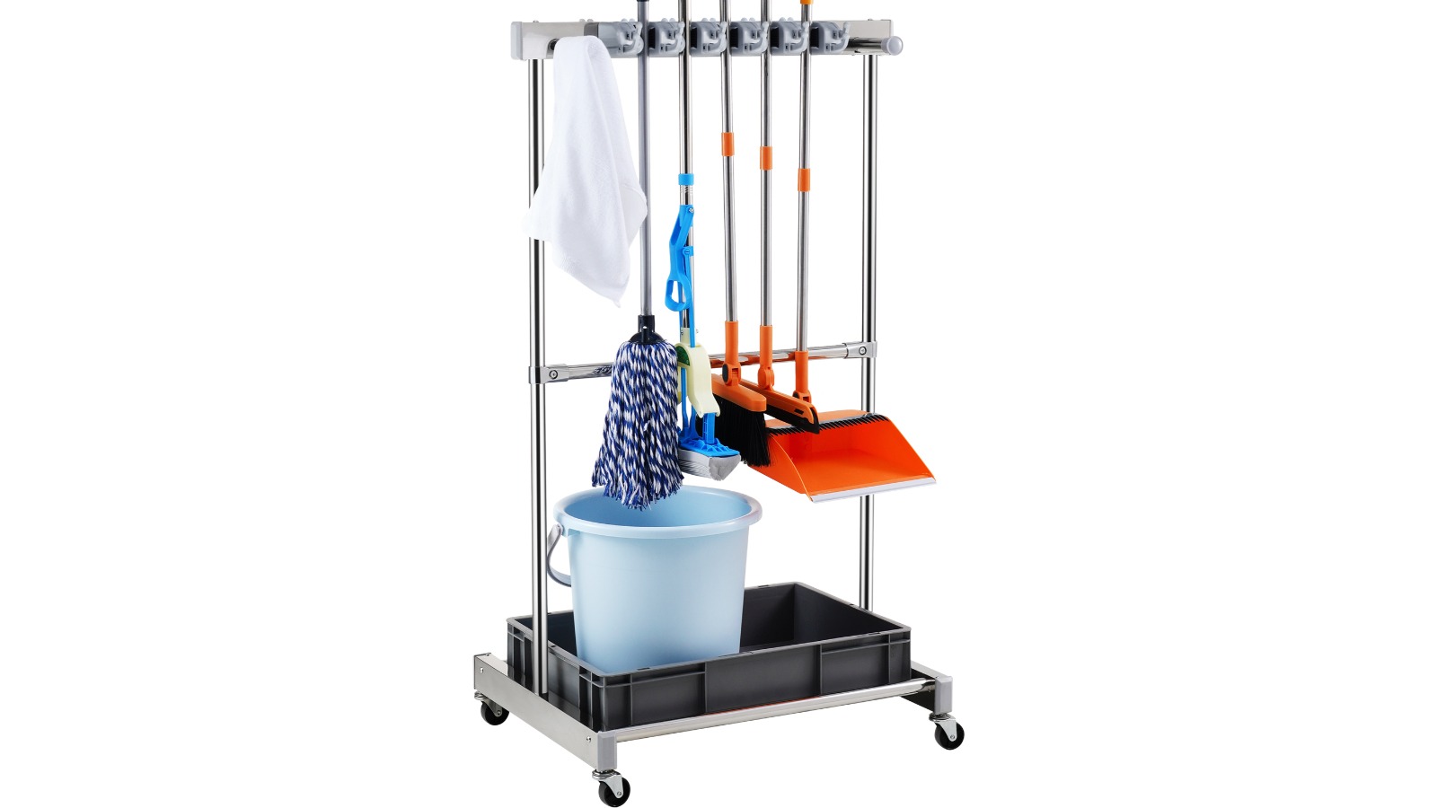 Vevor Garden Tool Storage Rack with Wheel and Hook