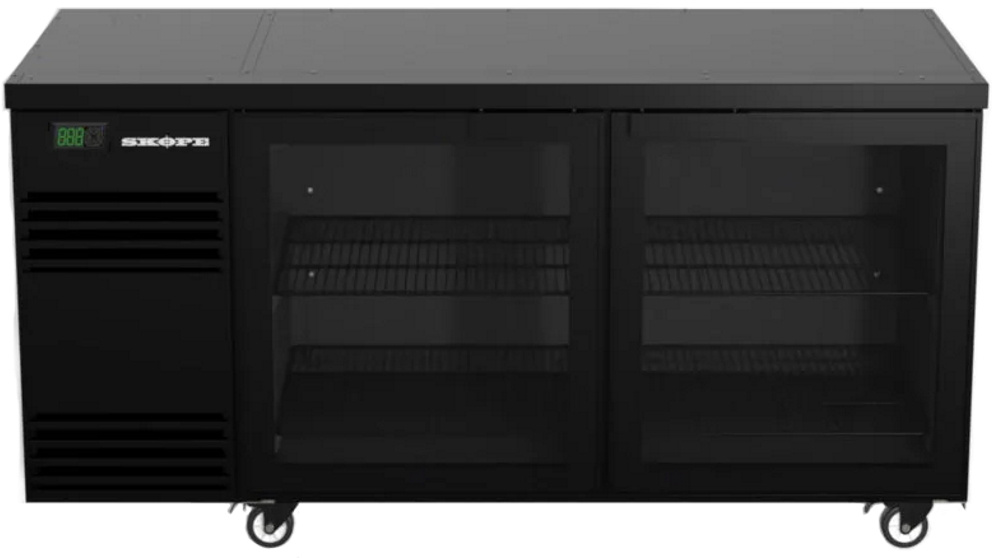 Skope BackBar 2 Glass Swing Door CounterLine Fridge - Black
