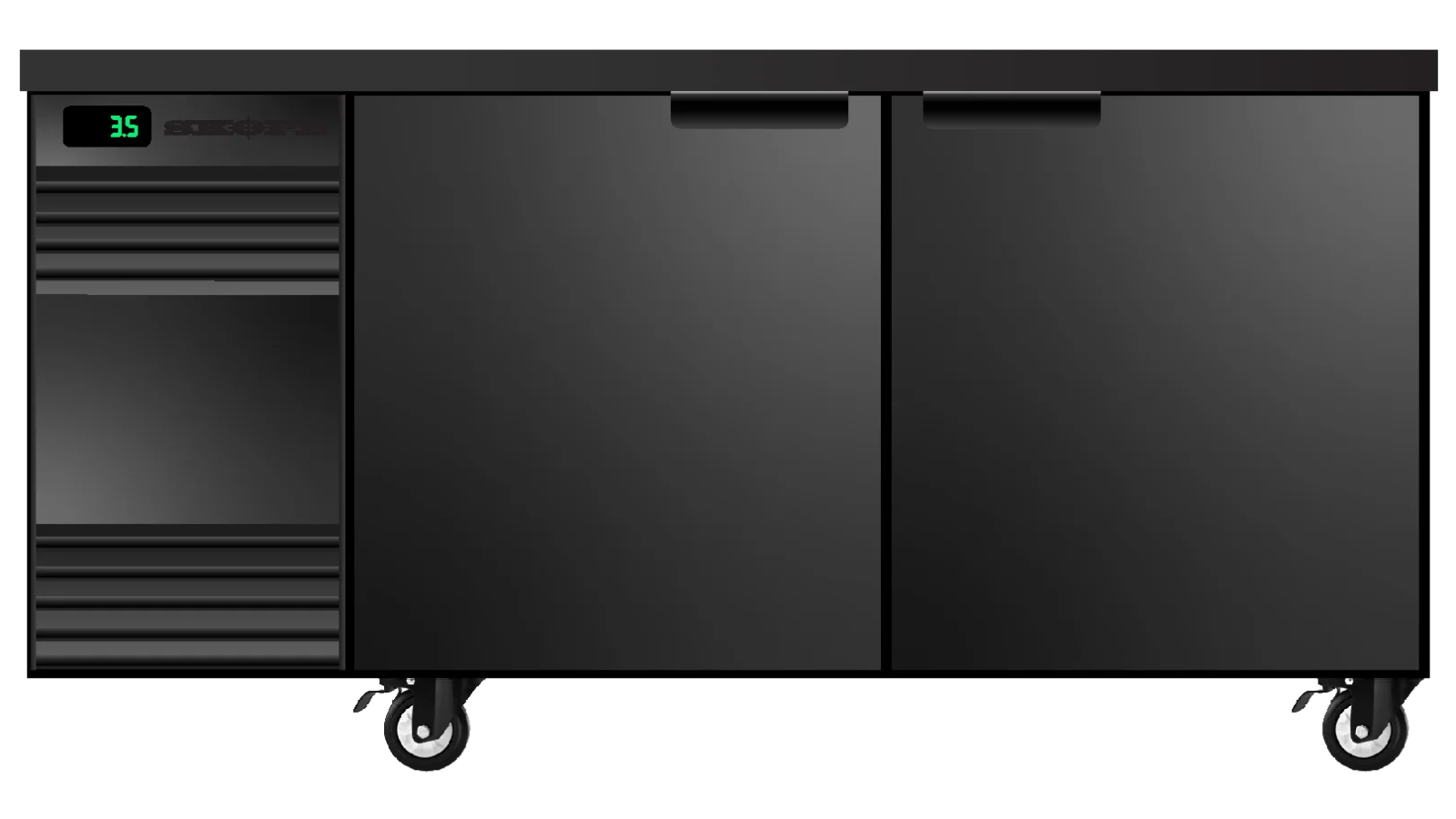 Skope BackBar 2 Solid Swing Door CounterLine Fridge - Black