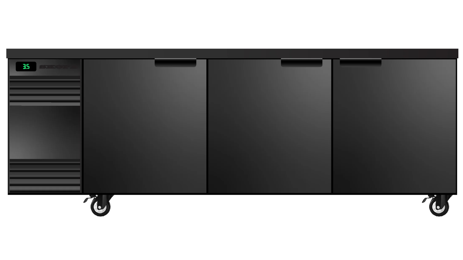 Skope BackBar 3 Solid Swing Door CounterLine Fridge - Black