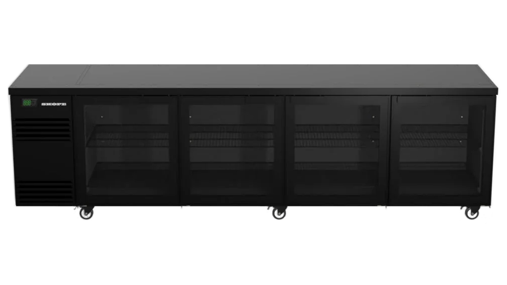 Skope BackBar 4 Glass Swing Door CounterLine Fridge - Black
