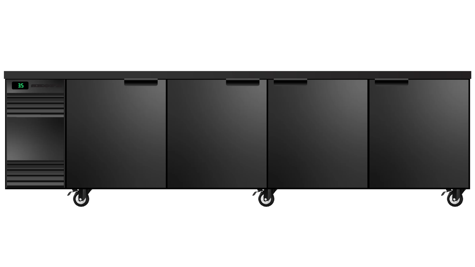 Skope BackBar 4 Solid Swing Door CounterLine Fridge - Black
