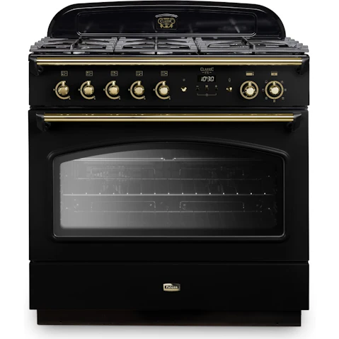 Falcon Classic FX 900mm Brass Fitting Dual Fuel Freestanding Cooker - Black