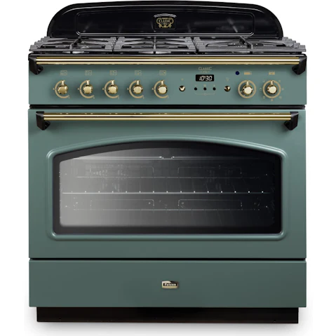 Falcon Classic FX 900mm Brass Fitting Dual Fuel Freestanding Cooker - Mineral Green