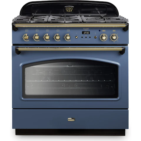 Falcon Classic FX 900mm Brass Fitting Dual Fuel Freestanding Cooker - Stone Blue