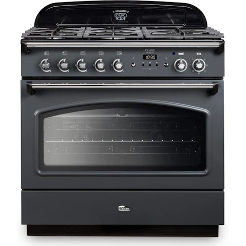 Falcon Classic FX 900mm Chrome Fitting Dual Fuel Freestanding Cooker - Slate