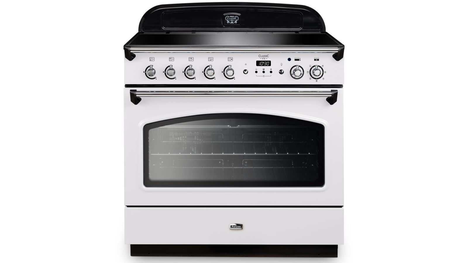 Falcon Classic FX 900mm Chrome Fitting Freestanding Induction Cooker - White