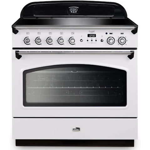 Falcon Classic FX 900mm Chrome Fitting Freestanding Induction Cooker - White