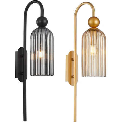 CLA Lighting Flauta Round Top Glass Cylinder Ribbed Interior Wall Light