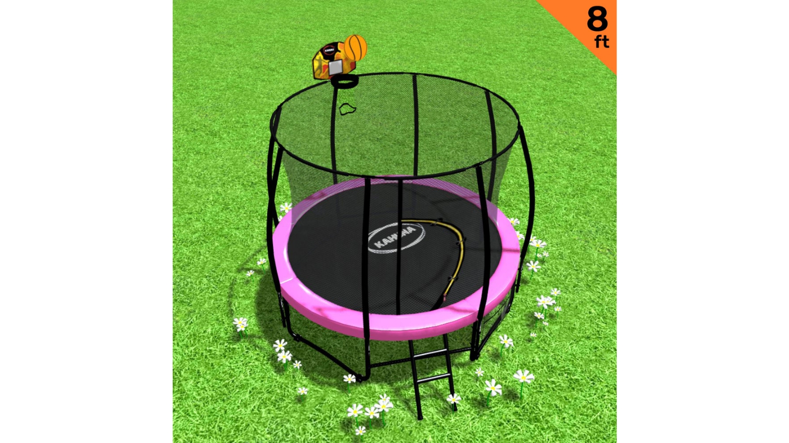 Kahuna 8ft Trampoline with Basketball Set - Pink