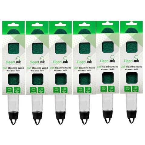 Cleanlink Pack of 6 Dish Cleaning Wand with Extra Head